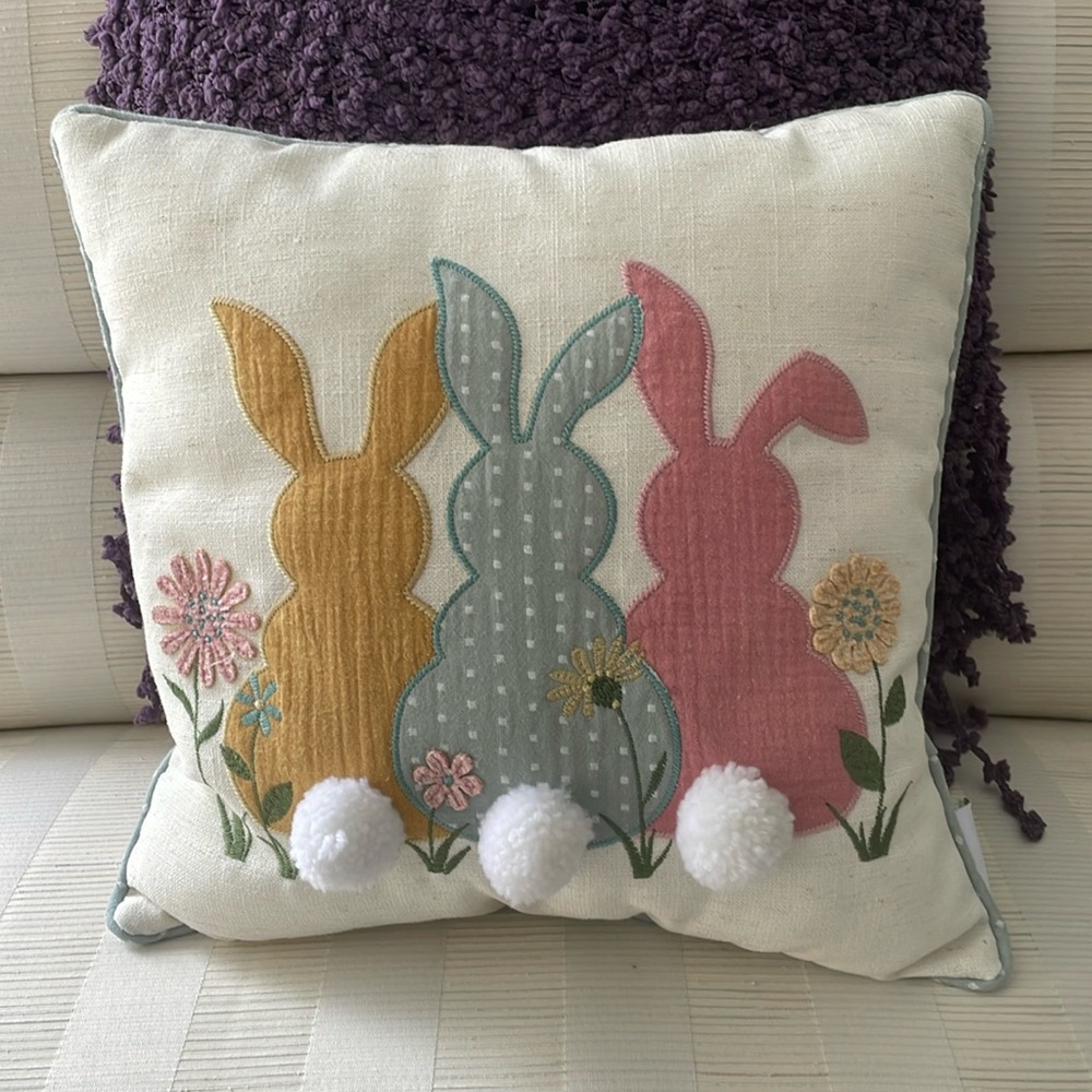 Easter bunny decorative pillow by loving kindness O/S